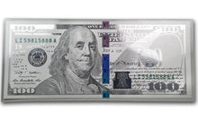 Load image into Gallery viewer, $100 Replica Benjamin Franklin Design 5 gram Silver Note .999 | Zion Metals