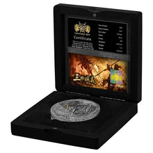 Load image into Gallery viewer, 2022 Niue Cao Cao Three Kingdoms Romance 2 oz Antique finish Silver Coin | Zion Metals