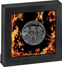 Load image into Gallery viewer, 2021 Republic of Cameroon 2 oz CERBERUS Antique Silver Coin | Zion Metals