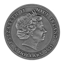 Load image into Gallery viewer, 2021 Niue GUAN YU 2 oz Silver Antique Finish Coin with Coral Jasper | Zion Metals