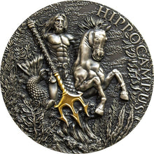 Load image into Gallery viewer, 2021 Republic of Cameroon 2 oz Antique Silver HIPPOCAMPUS | Zion Metals