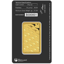 Load image into Gallery viewer, 1 oz Gold Bar Perth Mint Australia | Zion Metals