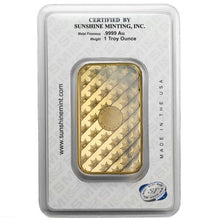 Load image into Gallery viewer, 1 oz Sunshine Gold Bar (Assay / MintMark) | Zion Metals