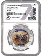 Load image into Gallery viewer, 2022 COOK ISLANDS SOUTH DAKOTA COYOTE NGC MS70 AMERICAN STATE ANIMALS 1 OZ SILVER COIN | Zion Metals