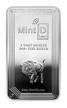 Load image into Gallery viewer, MintID 5 oz Silver Buffalo Bar (BU, AES-128 Encrypted) | Zion Metals