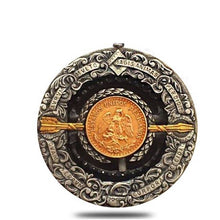 Load image into Gallery viewer, Roman Booteen's Hobo Nickel Replica - The Trap with the Golden Bait with Morgan Dollar 2 Peso | Zion Metals