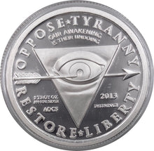 Load image into Gallery viewer, 2013 VITRUVIAN Proof 1 OZ .999 Silver Coin- DELUMINATI Series Leonardo Davinci AOCS (RARE) | Zion Metals