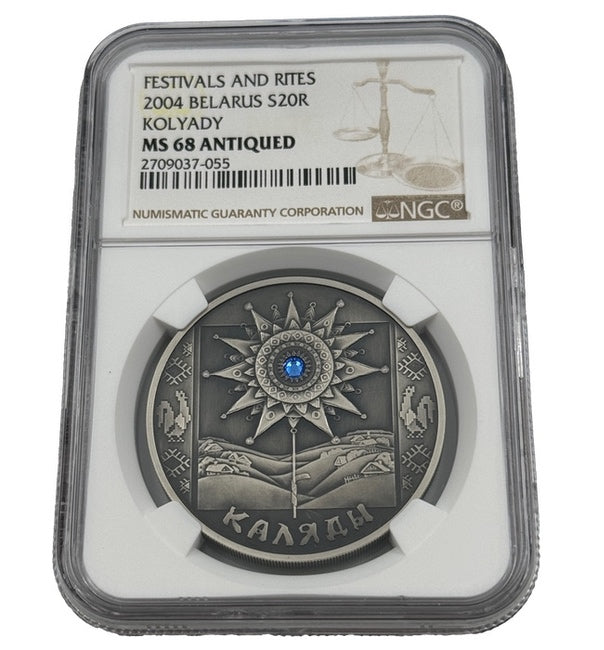 2004 Belarus Kalyady Festivals and Rites NGC MS68 Silver Coin - Zion Metals