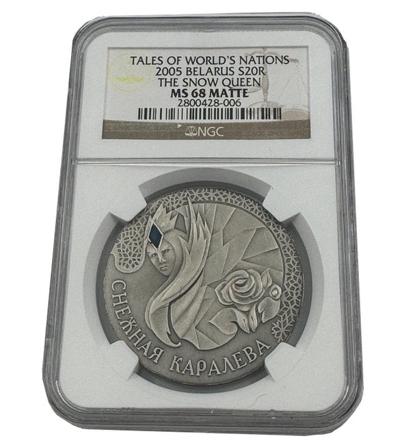 2005 Belarus Tales of the World - The Snow Queen NGC MS68 Silver Coin