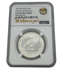 Load image into Gallery viewer, 2007 Belarus Thrush Nightingale NGC PF69 Silver Coin
