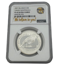 Load image into Gallery viewer, 2007 Belarus Thrush Nightingale NGC PF69 Silver Coin | Zion Metals
