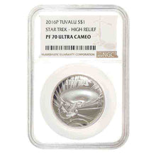 Load image into Gallery viewer, 2016 Tuvalu Silver $1 STAR TREK NGC PF70 Ultra Cameo High Relief 1 Troy Oz .999

