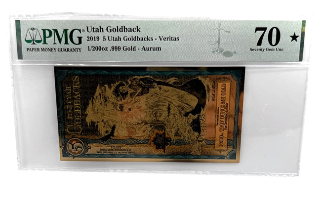 5 Utah Goldback 2019 - Aurum Gold Note (24k) PMG 70