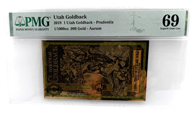 1 Utah Goldback 2019 - Aurum Gold Note (24k) PMG 69