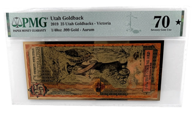 25 Utah Goldback 2019 - Aurum Gold Note (24k) PMG 70