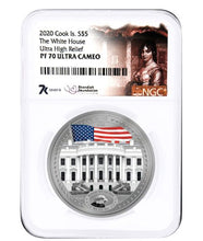 Load image into Gallery viewer, 2020 Cook Islands 1 oz WHITE HOUSE NGC PF70 By Miles Standish Silver Coin | Zion Metals
