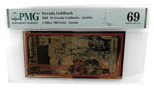 10 Nevada Goldback (2020) - Aurum Gold Note (24k) PMG 69