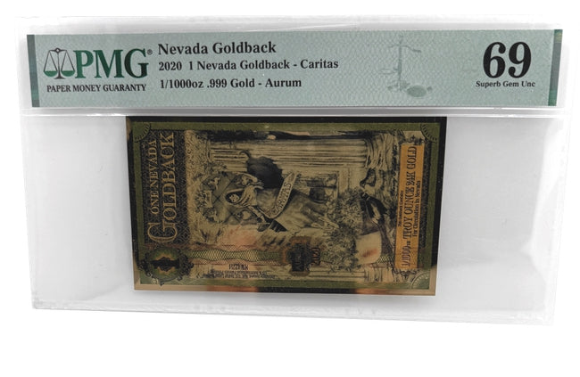 1 Nevada Goldback (2020) - Aurum Gold Note (24k) PMG 69