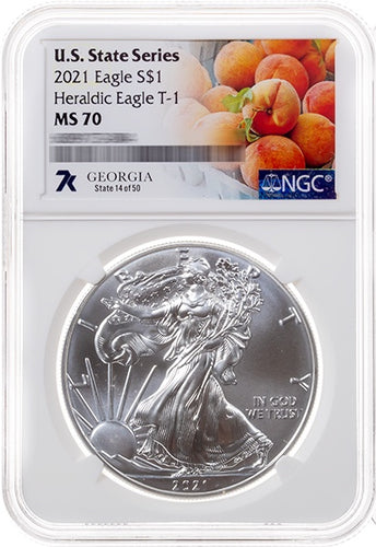 2021 1 oz American Silver Eagle U.S. State Series Georgia NGC MS70 - Zion Metals