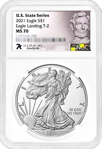 2021 1 oz American Silver Eagle U.S. State Series Illinois NGC MS70 - Zion Metals