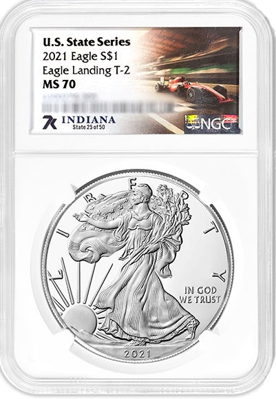 2021 1 oz American Silver Eagle U.S. State Series Indiana NGC MS70 | Zion Metals