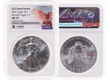 Load image into Gallery viewer, 2021 1 oz American Silver Eagle U.S. State Series South Dakota NGC MS70 | Zion Metals
