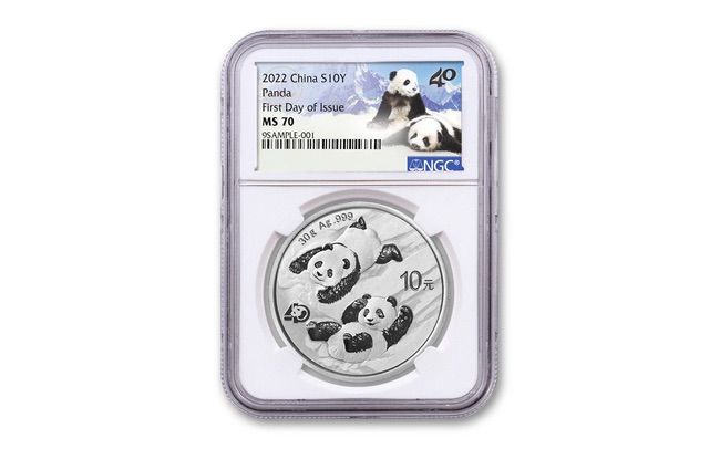 2022 China 30 gram Silver Panda BU NGC MS70