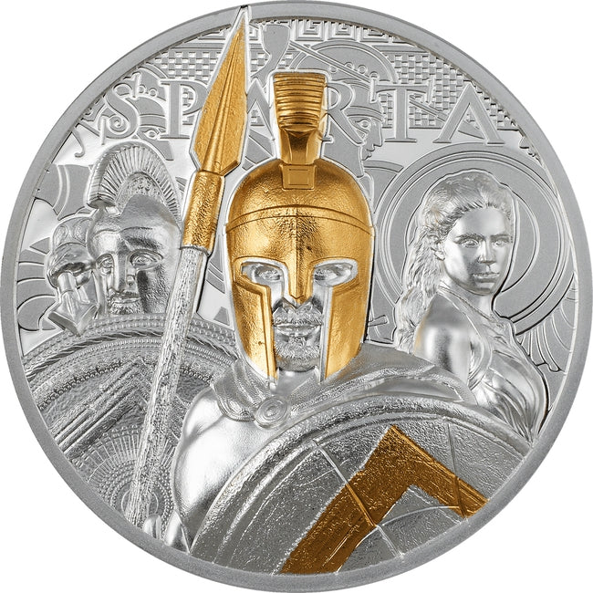 2023 Cook Islands Sparta 3 oz Proof Gold Gilded Silver Coin - Zion Metals