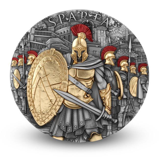 2023 Niue 2 oz Silver Antique SPARTA (Box&COA)