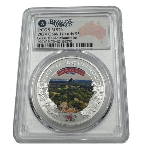 2024 Cook Islands Beauty of the World - Glass House Mountains PCGS MS70 Silver 1 oz Coin - Zion Metals