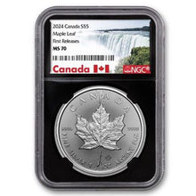 Load image into Gallery viewer, 2024 Canadian 1 oz Silver Maple Leaf Coin First Releases with Black Core NGC MS70
