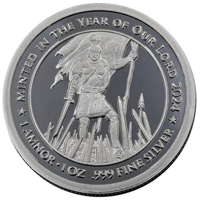 2024 1 Amnor Captain Moroni Mormon LDS 1 Troy Oz .999 Fine Silver Round | Zion Metals