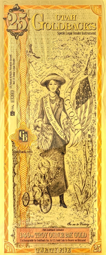 25 Utah Goldback (2022) - Aurum Gold Note (24k) | Zion Metals