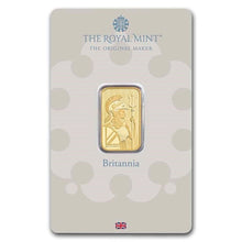 Load image into Gallery viewer, 5 Gram British Gold Britannia Bar (New w/ Assay) - Zion Metals
