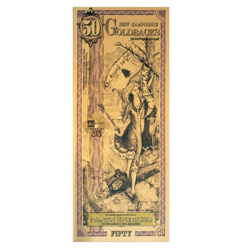 50 New Hampshire Goldback (2021) - Aurum Gold Note (24k) | Zion Metals