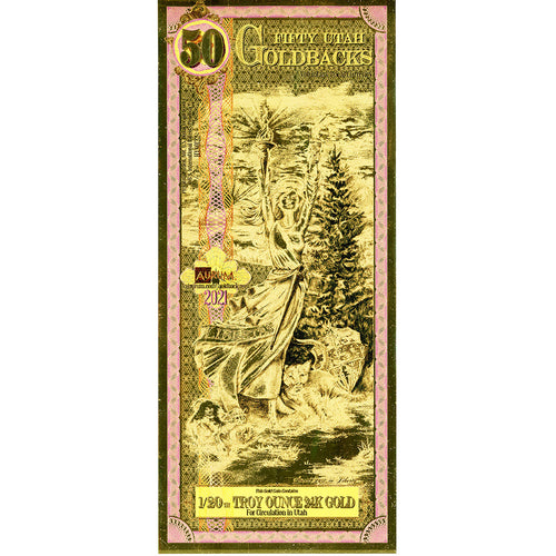 50 Utah Goldback (2021) - Aurum Gold Note (24k) | Zion Metals