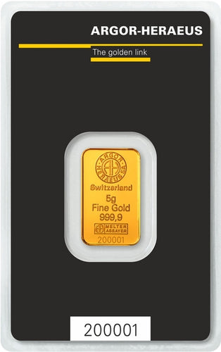5 Gram Argor-Heraeus Gold Bar (In Assay) - Zion Metals