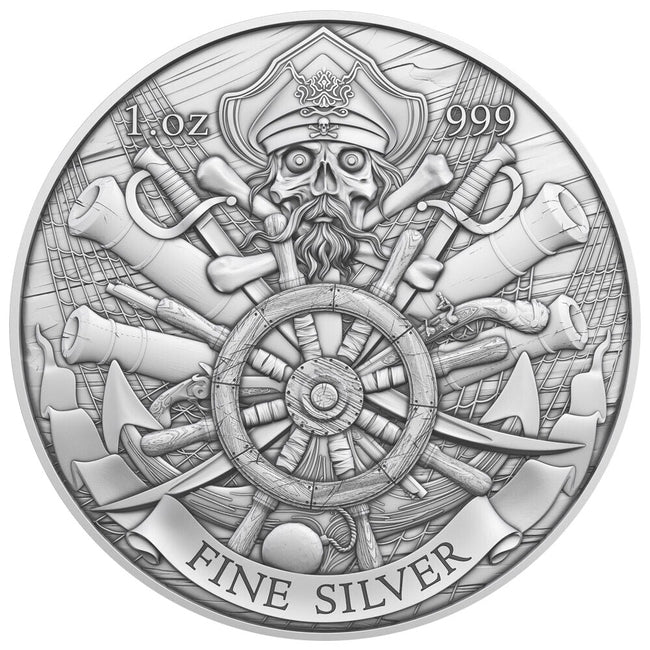 1 Troy oz Dead Men Tell No Tales Design .999 Fine Silver Round – ZM