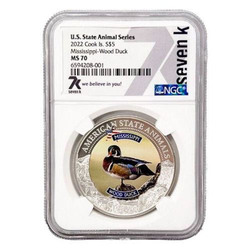 2022 COOK ISLANDS MISSISSIPPI WOOD DUCK NGC MS70 AMERICAN STATE ANIMALS 1 OZ SILVER COIN - Zion Metals