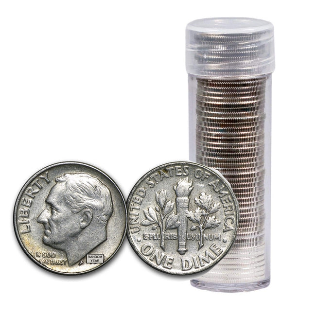 90% Silver Roosevelt Dimes - $4 Face Value Circulated (40 Coins) in Tube - Zion Metals