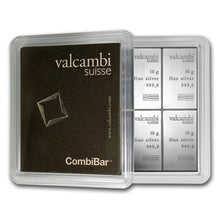 Load image into Gallery viewer, Valcambi 10x10 Gram Silver CombiBar 3.215 oz with Assay Card- Zion Metals
