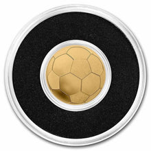 Load image into Gallery viewer, Palau 1/2 gram Gold $1 Golden Soccer Ball (Football) Shaped Coin - Zion Metals
