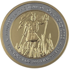 Load image into Gallery viewer, 2023 Captain Moroni Mormon LDS 1 Troy Oz 24K Gold Platinum Serial Number Silver Round - Zion Metals
