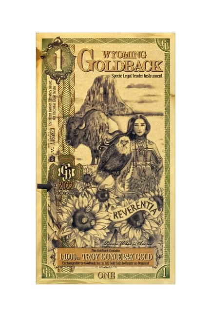 2022 Alpha 1 Wyoming Goldback - Aurum Gold Note (24k) | Zion Metals