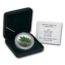 Load image into Gallery viewer, 2002 Canada 1 oz Silver Maple Leaf Summer Color Box | ZM | Zion Metals
