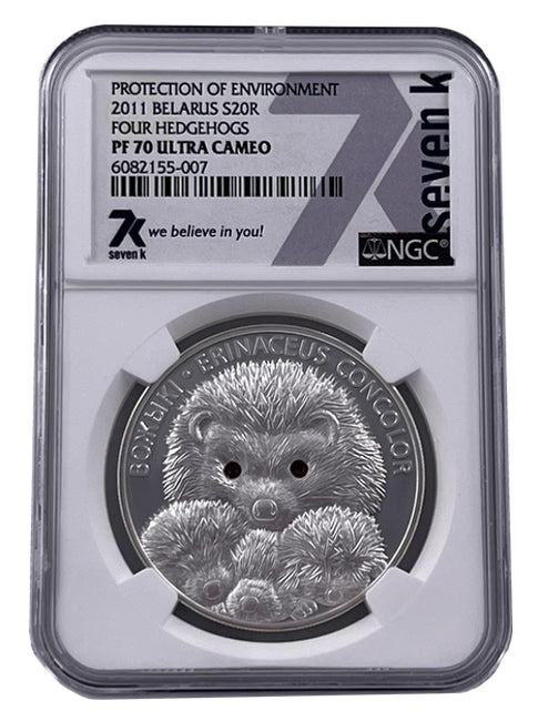 2011 Belarus Four Hedgehogs NGC PF70 Silver Coin - Zion Metals