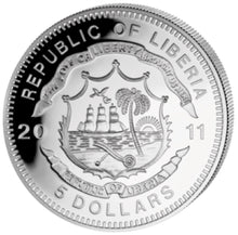 Load image into Gallery viewer, 2011 Liberia TRANS-EUROP EXPRESS History of Railroads Proof Silver Coin | ZM | Zion Metals
