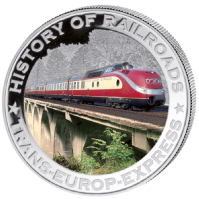 2011 Liberia TRANS-EUROP EXPRESS History of Railroads Proof Silver Coin | ZM | Zion Metals
