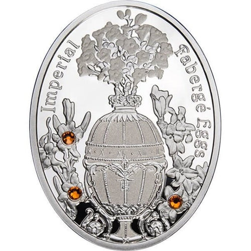 2012 Niue $1 Lily Bouquet Egg - Imperial Faberge Eggs Proof Silver Coin - Zion Metals