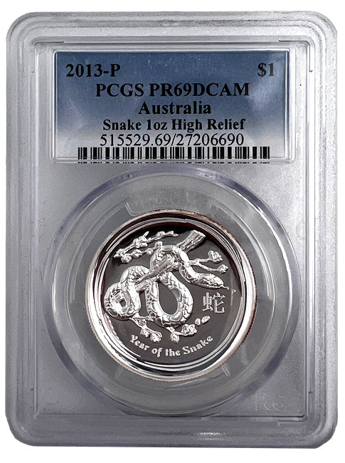 2013 Australian Snake 1 oz High Relief PCGS PR69 Silver Coin - Zion Metals